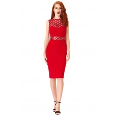 City Goddess Sequin Cut-out Bodycon Dress Red